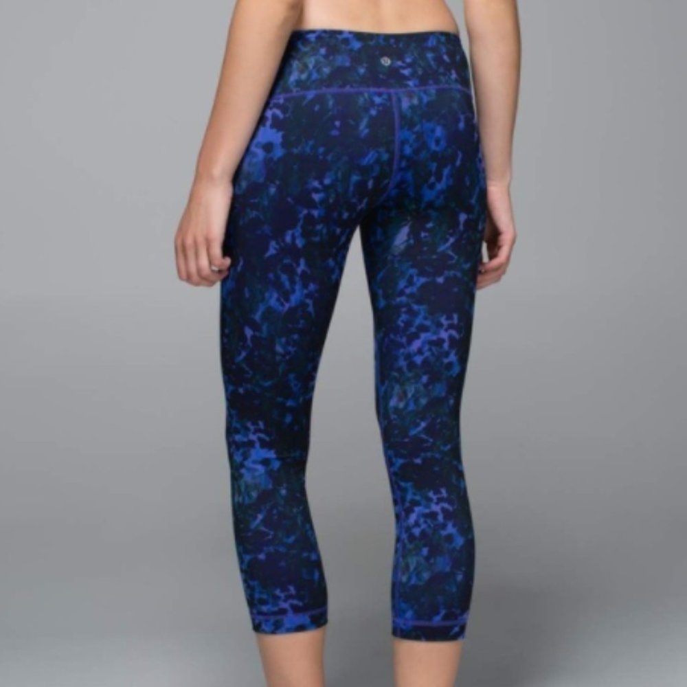 Lululemon Luon Crop Floral Sport Back Drop Iris Flower Multi
